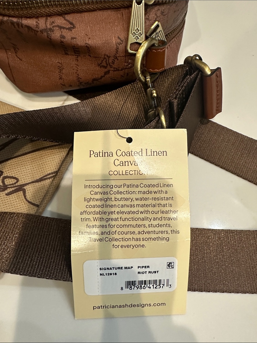 Patricia Nash Piper Crossbody Bag in Rust Brown and Tan